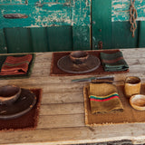 Sets de table Jasper en lin, laine et polyamide, coloris chaleureux, texture dense, taille 35 x 50 cm