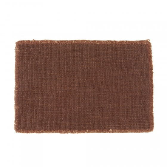 Jasper placemats in linen, wool and polyamide, leather color, dense texture, size 35 x 50 cm